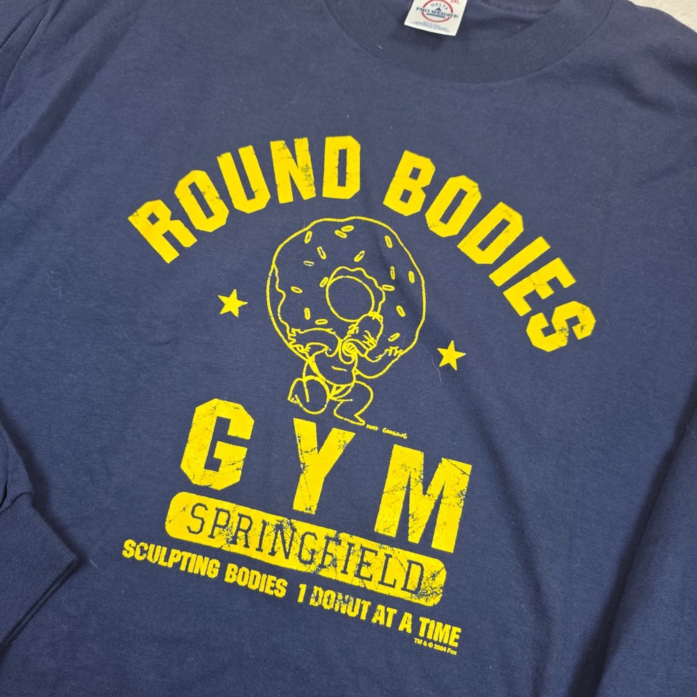 Delta The Simpsons Shirt 2XL Round Bodies Gym Cotton Long Sleeve Navy Blue 2004